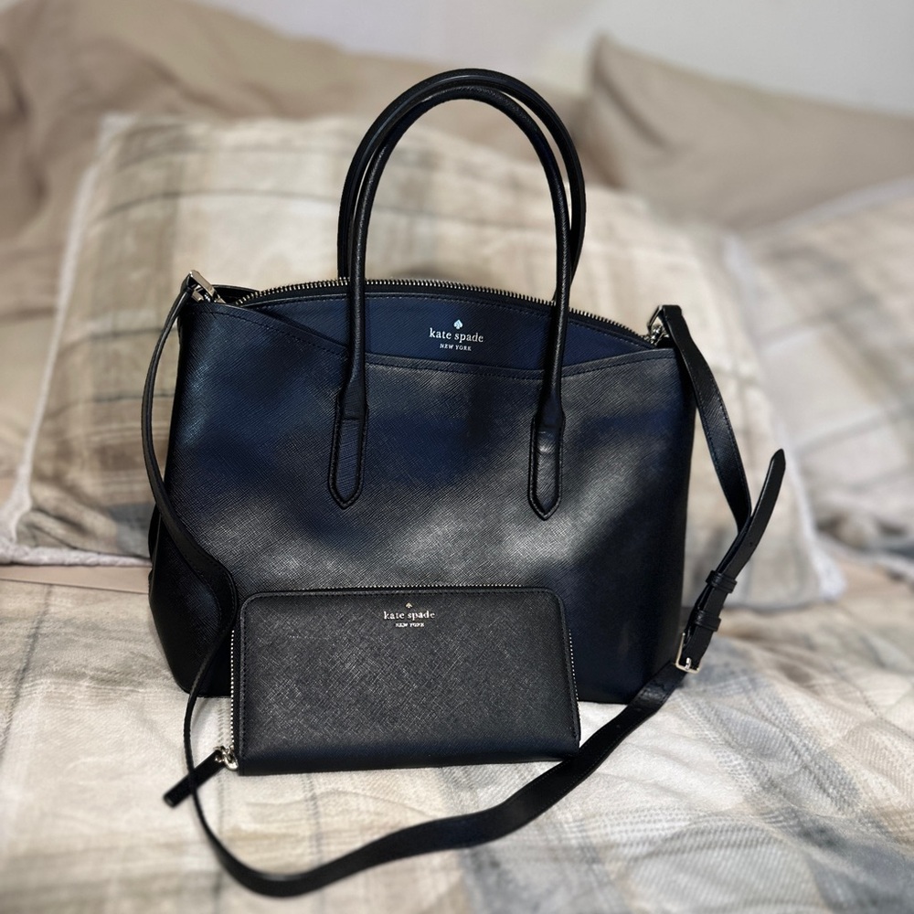 Kate Spade Black Leather Tote Bag
